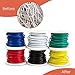 22 Gauge Wire, Electrical Wiring, Solid Hookup Wires, Tinned Copper, 6 Spools (25 Feet Each), 300V, PVC Coated (OD: 1.5mm), Red, Black, Green, Yellow, White & Blue Hook Up Cables, Breadboard