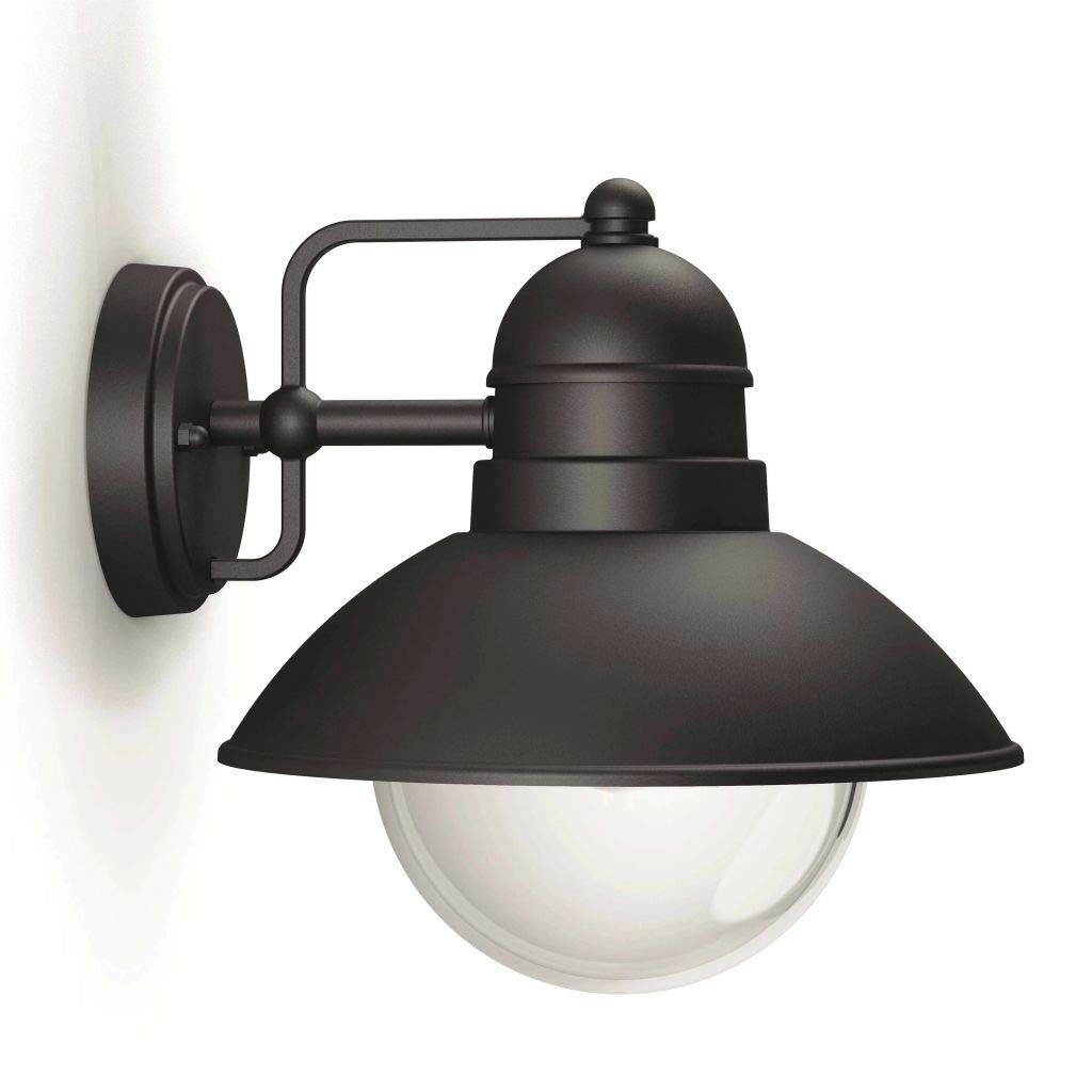 PHILIPS Hoverfly Aplique de Pared Exterior, IP44 Resistente a la Intemperie, Duradero, Aluminio, Diseño Clásico, Negro, Bombilla E27 Se Vende Por Separado