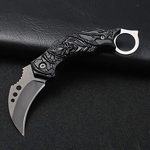 Na Pocket Knife For Men,Folding Knife Blade With Titanium Plated, Fishing Hiking Survival Knife,Outdoor Camping Knives For Men (Black Death) #TOP3