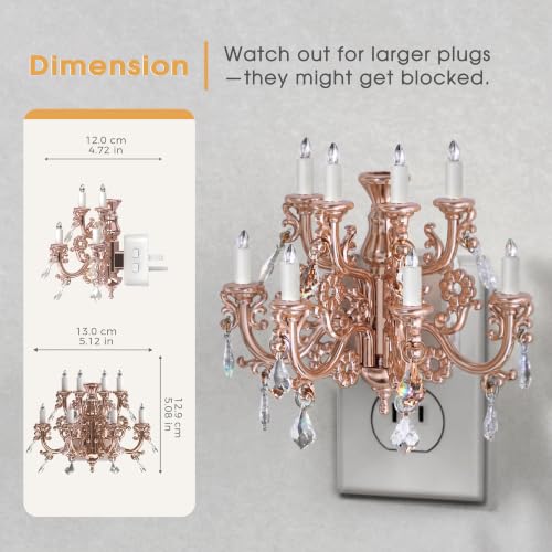 Image of Briignite Chandelier Night Light Plug in, LED Night Lights Plug into Wall with Dusk to Dawn Light Sensor, Dimmable Nightlight Plug in, 3000K Soft White for Bathroom Bedroom Hallway Kitchen, 2 Pack