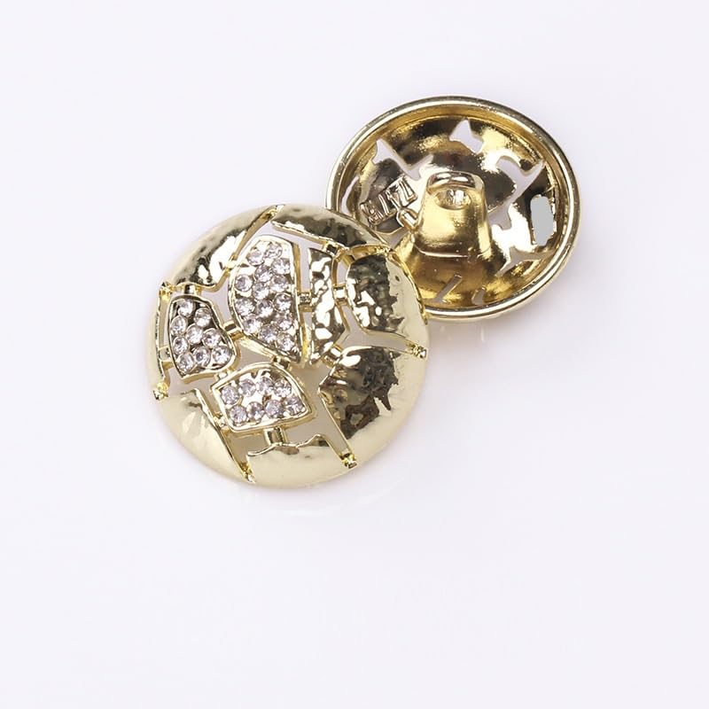 Metalowe guziki do płaszczy, 20 szt. Dekoracja ze strasami Puste okrągłe guziki na ubrania, swetry rozpinane, płaszcze, projekty rękodzielnicze(Light golden,23 mm)