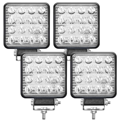 Fari Trattore 12V 4.21" 10.5 Cm Ip67 48W 16 Led 6500K 4 Pezzi Alluminio Abs - Faro Auto 12V Faretti Da Lavoro