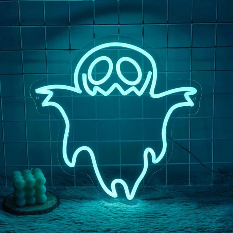 Luxury Sign India GHOST 18 x 18 Inch LED Neon Signs Light LED Art Decorative Sign - Wall Decor/Table Decor, Home Decor for Wedding Party Kids Room Living Room House Bar Pub Hotel Beach