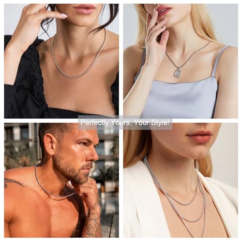 925 Sterling Silver Box Chain 2/3/4/5mm Necklace for Men Silver Link Chain for Women 16/18/20/22/24/26/30 Inches4