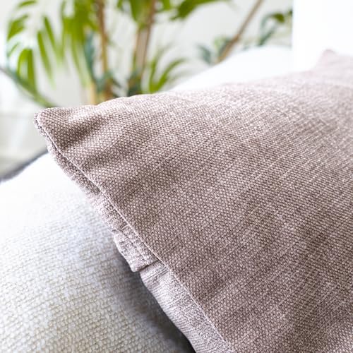 Image of Encasa XO Thick Chenille Throw Pillow Covers Set of 1 | Dusty Brown - (20 inchx20 inch) (50x50 cm) | Decorative Accent Square Throw Pillow Cases for Couch, Home Decor, Sofa