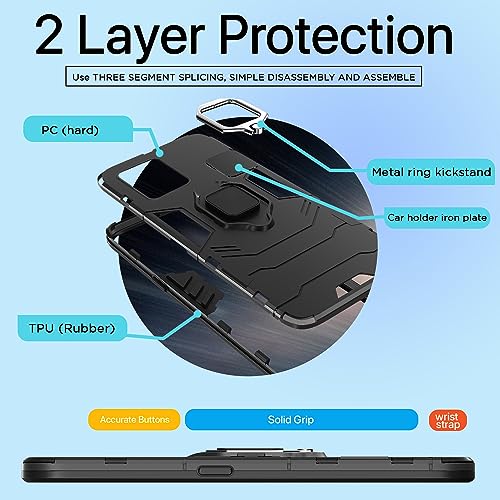 Image of Pikkme Back Cover for Realme Narzo 50 Pro 5G | 360 Protection | Ring Holder | Kickstand | Tough Armor Case (Black)