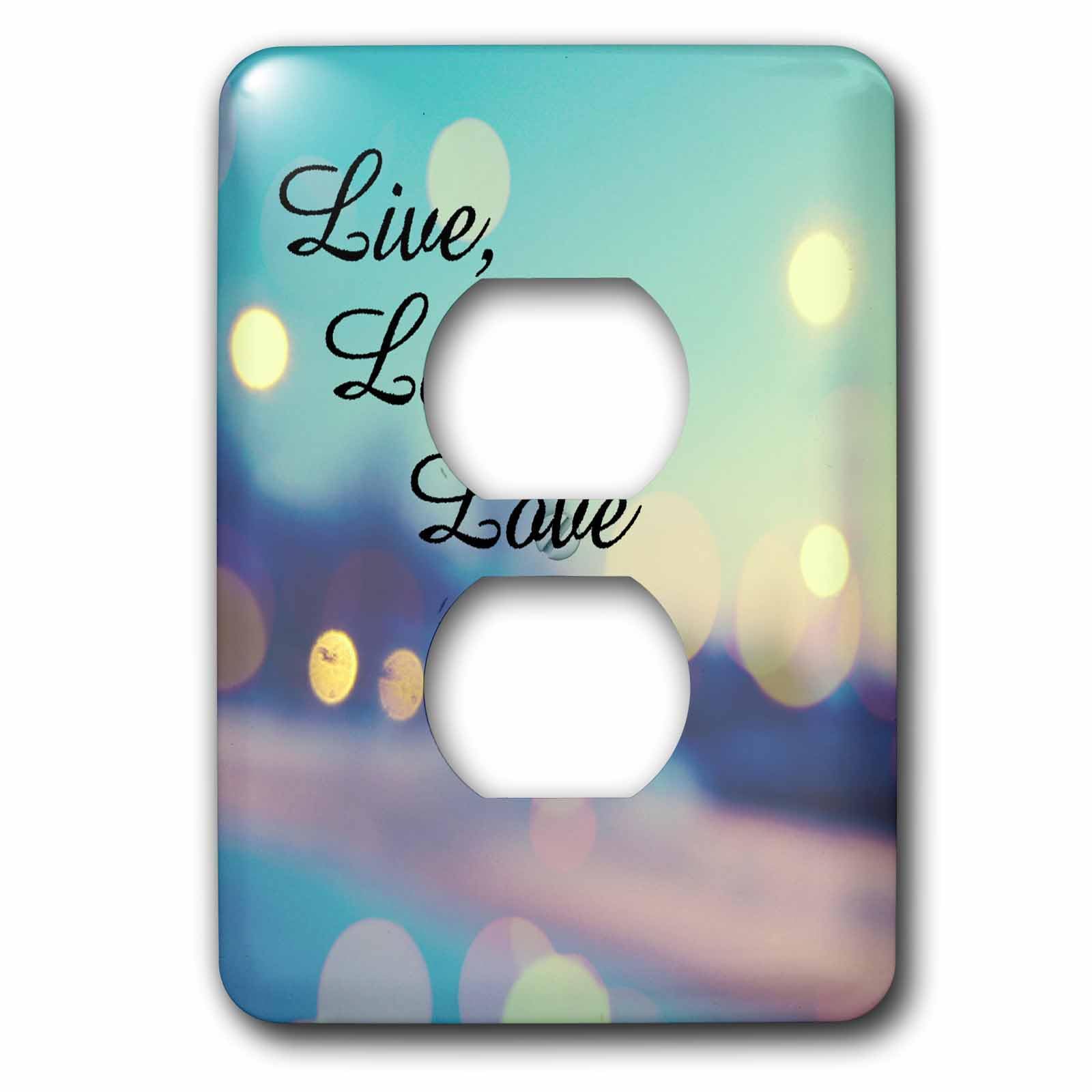 Live, Laugh, Love cache prise décoratif bleu violet doré 2 plots