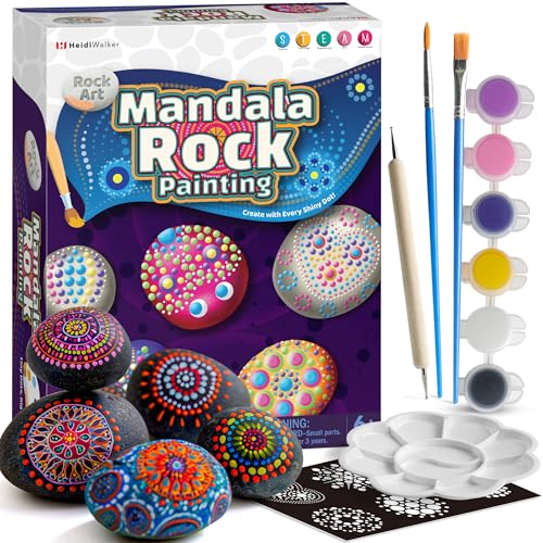 Piano Potato Mandala Rock Painting Kit, Rock Painting Kit for Kids Ages 6-12, Arts & Crafts Christmas Gifts with All Supplies for Creative Art Toys & Craft Activities