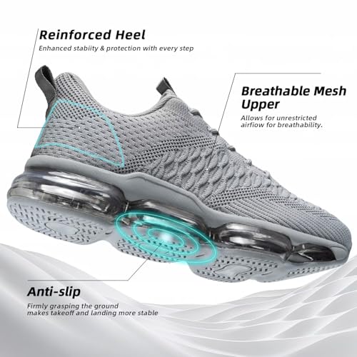 Image of Pozvnn Mens Air Cushion Running Shoes Fashion Casual Walking Tennis Sneakers Non Slip Breathable Trail Sport Gym