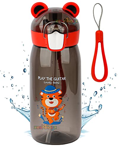 Image of Zest 4 Toyz Water Bottle for Kids Cute Cartoon Sipper Bottle for Kids Water Bottle Anti-Leak BPA Free (550 ML) Teddy Shape (Animal Themed)- Black
