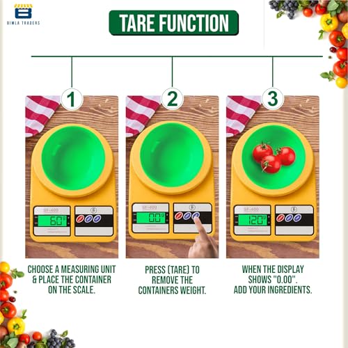Image of Btag SF-400 Digital Kitchen Weighing Scale | 10Kg x 1g Precision | 1 year (6+6 months) warranty | Food Scale with LCD Display for Cooking, Baking, Meal Prep & Healthy Diet | (Yellow)