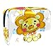 Bolsa de maquillaje portátil con cremallera, bolsa de aseo de viaje para mujeres, práctica bolsa de almacenamiento de cosméticos, lindo bebé de peluche león es un niño