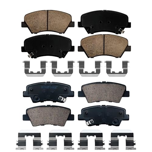 Image of Detroit Axle - Brake Pads for Hyundai Elantra Coupe GT Veloster Kia Forte Koup Forte5, Front & Rear Ceramic Brake Pads w /Hardware Replacement