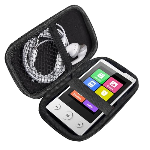 Lamshaw Coque de Protection Premium MP3 - Housse Anti-Choc Grade avec Fermeture Éclair, Étui Portable Résistant à l'eau et à la Poussière - Compatible avec Phinistec F6 2.4''Pouces Lecteur MP3 (Noir)