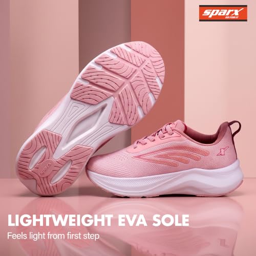 Image of SPARX Sports Running Shoes for Women - Lightweight Breathable Lace-Up Athletic Shoes with Cushioned Comfort, Shock Absorption, Durable Grip, Flexible Sole & Everyday Walking Performance