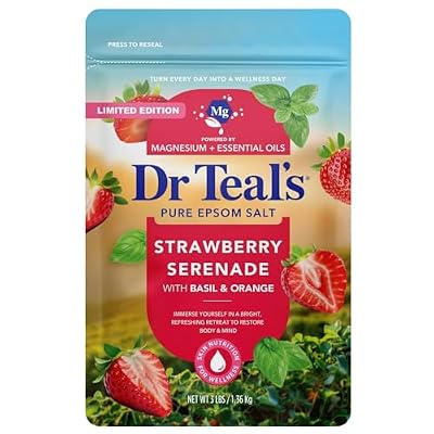 Dr Teal's Limited Edition Strawberry Serenade Pure Epsom Salt and Foaming Bath Set with Basil & Orange