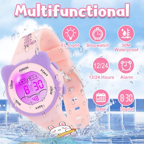 Juboos Kids Watch for Boys Girls Toddler, 3ATM Waterproof Cat Wirstwatch Learning Time and Easy to Read3