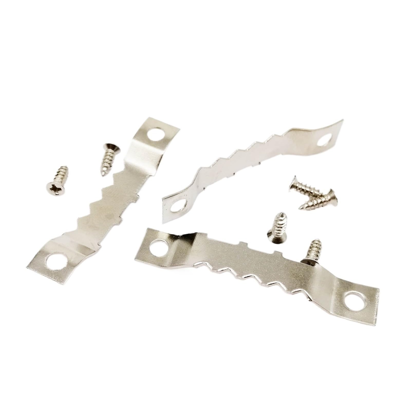 Colgadores para cuadros, Colgador for marcos de cuadros con dientes sierra, multicolor, paquete 25, 8x45 mm(Silver)