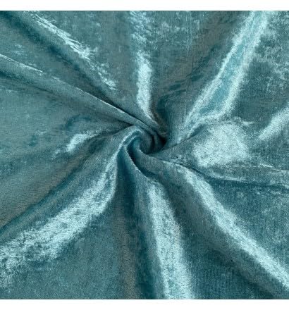 EU Fabrics Crushed Velvet Fabric | Soft Fire Retardant Material for Sewing, Cloth and Dressmaking | Faux Suede Stretchy Upholstery Velvet Fabric by The Metre (Turquoise, 1 Metre x 150cm)