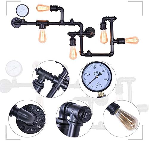 OYIPRO Industrial Wall Light Retro 5-Light Wall Sconce Water Pip Lamp E27 Socket Home Bar Restaurant Cafe Study Lobby Decoration