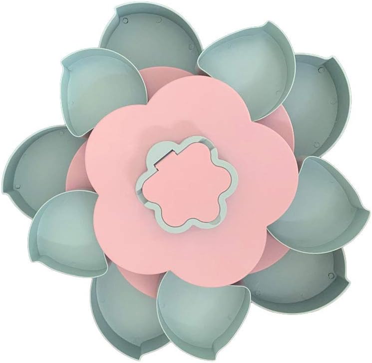 Rotating Snack Box Double Flower-shaped Candy Tray Nut Biscuit Party Storage Tray(Size:double-C)