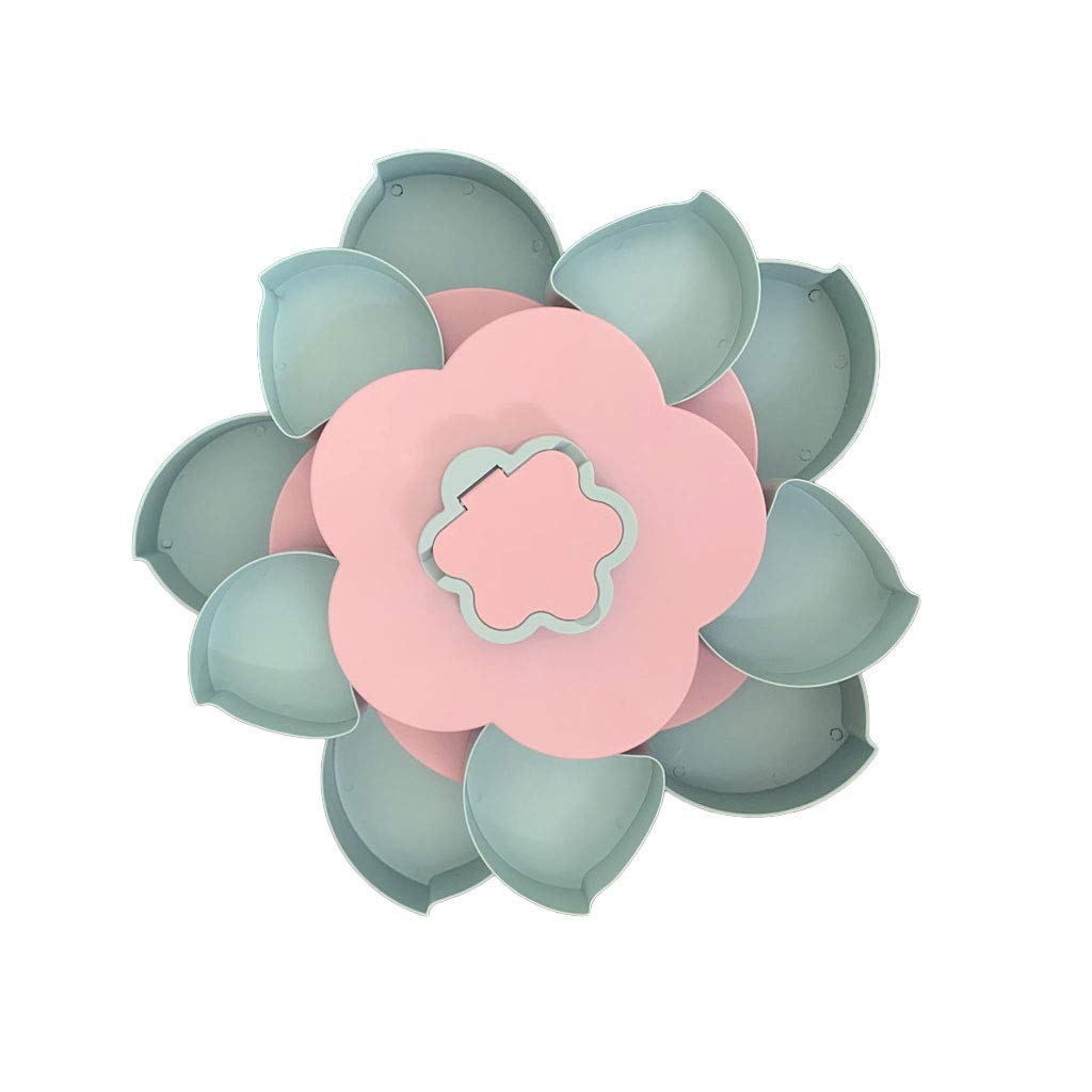Rotating Snack Box Double Flower-shaped Candy Tray Nut Biscuit Party Storage Tray(Size:double-C)