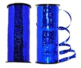 Mandala Crafts Glitter Curling Ribbon, Crimped, Iridescent, Metallic Décor for Balloon, Gift Wrapping, Party Favors, Holiday, 5mm (Two Rolls 200 Yards, Blue)