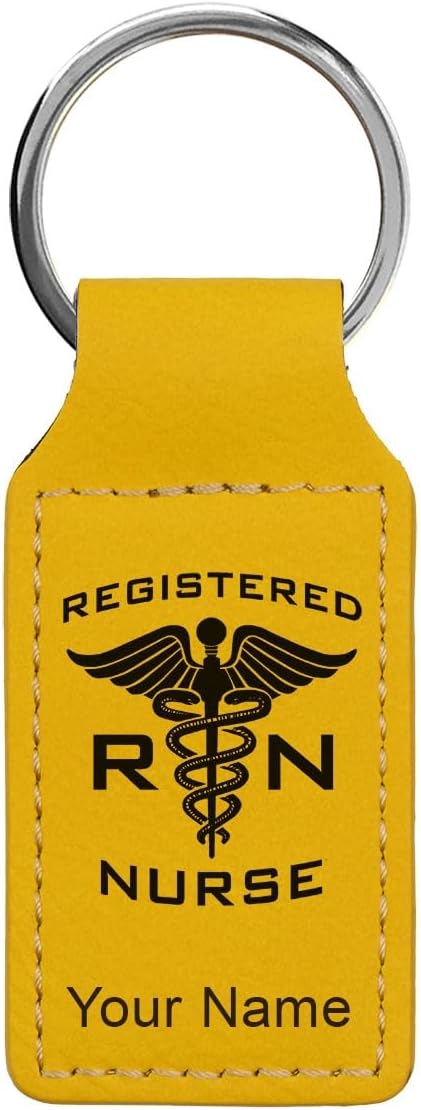 LaserGram Rectangle Keychain, RN Registered Nurse, Personalized Engraving Included