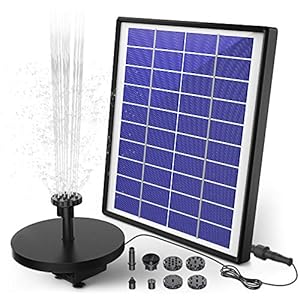 AISITIN 6.5W Solar Fontein Opgewaardeerde Solar Vijverpomp met Zonnepaneel Ingebouwde Batterij Waterpomp Solar Drijvende Fonteinpomp met 6 Fonteinstijlen voor Tuin Vogelbad Vijver