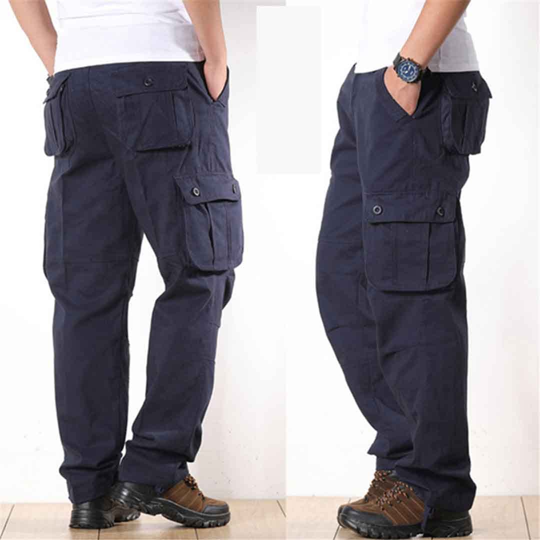 Suwequest Multi tasche Mens Cargo Pants Cotone Khaki Dritto Casual Pantaloni per gli uomini