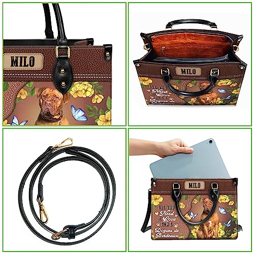 Personalized Dogues de Bordeaux Dog Handbags, Custom Name Dog Leather Bags, Purses, Shoulder Bag, Gift For Dog Mom Dog Lover4