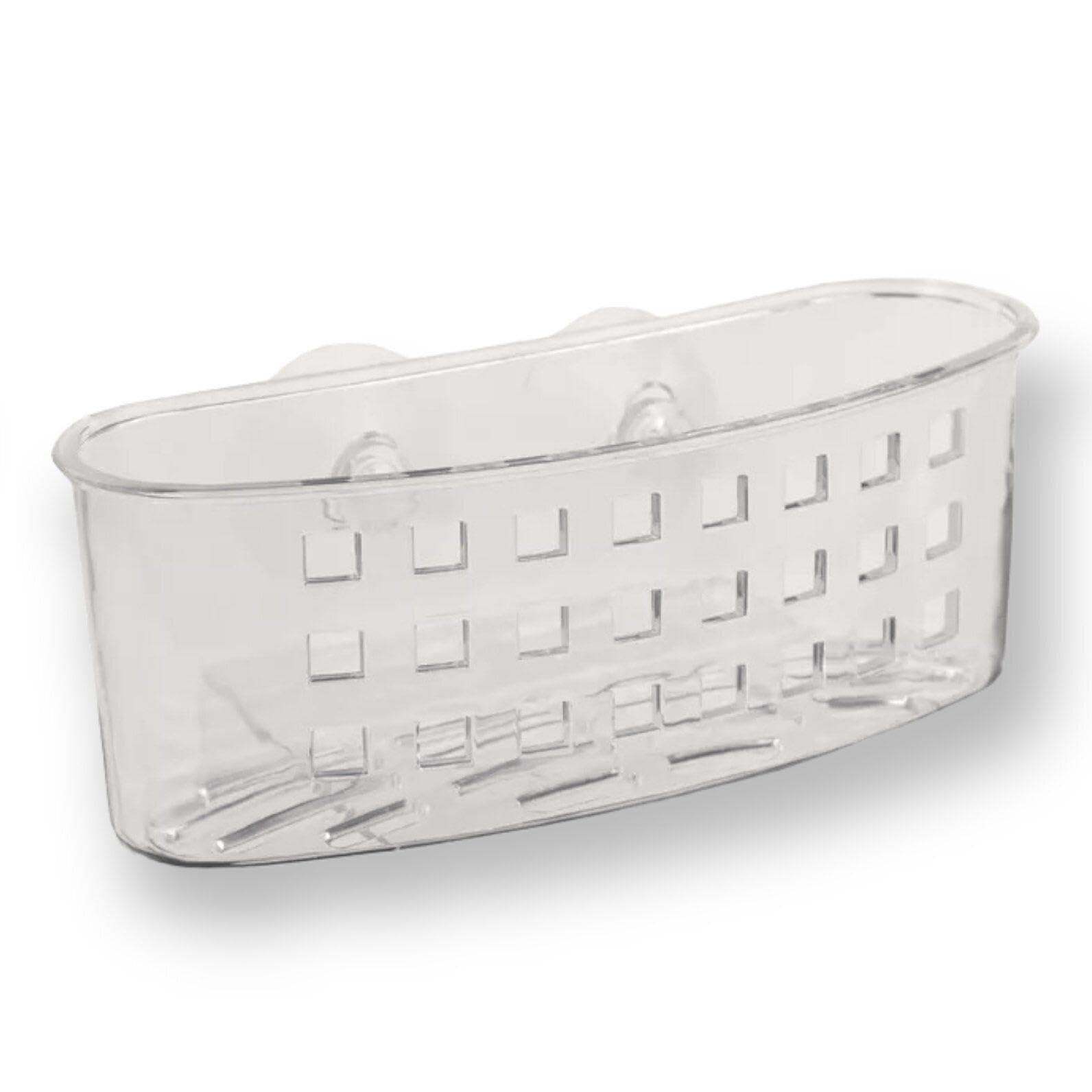 For Kitchen Sink Caddy Dish Scrubber Sponge Holder Basket Suction Cups - Clear