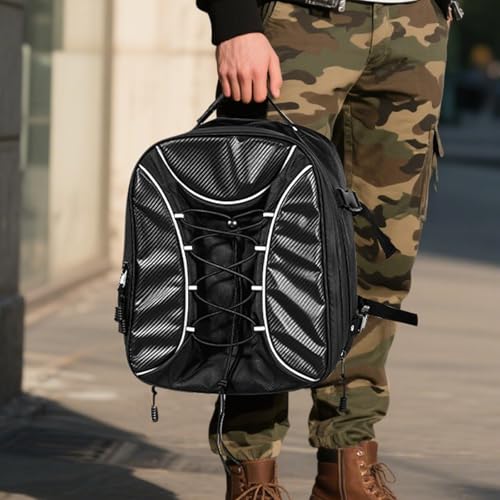 VEVOR Motorradhecktasche Rücksitztasche (22-34 L) mit wasserfester Regenabdeckung, Motorrad-Gepäckaufbewahrung, Gepäckträgertasche mit Riemen & elastischer Kordel, Motorradgepäck Schwarz