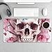 Human Skull Pink Flowers Desk Mat Non-Slip Laptop Writing Pad Large Keyboard Mousepad with Rubber Base 23.6