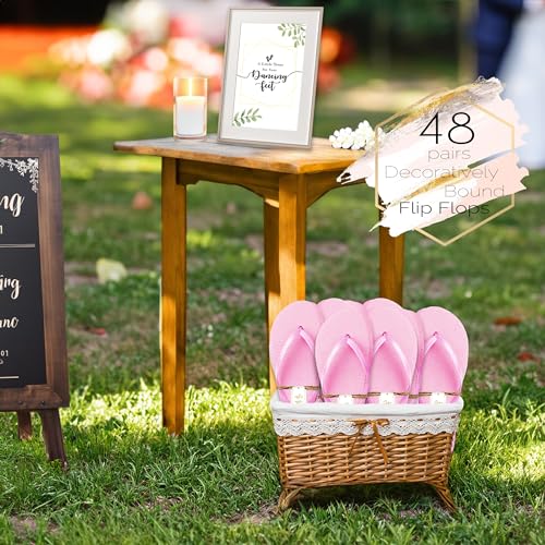 Image of Bulk Flip Flops for Weddings | 48 Pairs | Reception Guest Slippers | Women Men Beach Pool Wholesale Sandals Pack