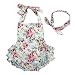 Baby Girls 2pcs Sets Cotton Ruffles Romper Outfits Clothes Blue Roses Flower 12 Months