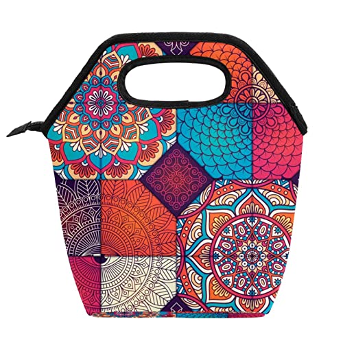 Mandala - Bolsa de comida para mujer, con cierre aislado, bolsa de almuerzo para exteriores, paquete reutilizable para niñas adolescentes