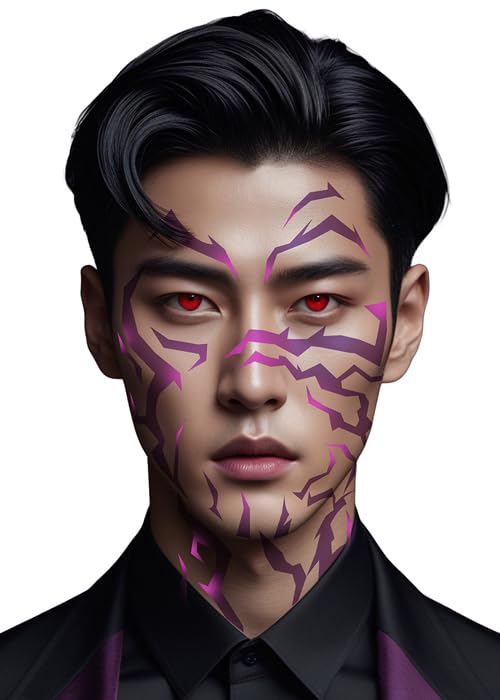 Kpop Hunters Style Saja Boys Demon Purple Patterns Fake Tattoos