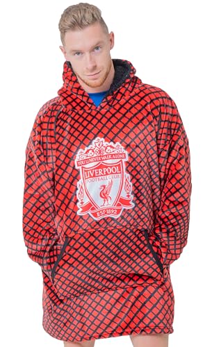 Liverpool F.C. Hoodie Blanket Mesh Oversized Adult loungegown Football Fan Gifts for Men Official Licensed Exclusive One Size Red/Black