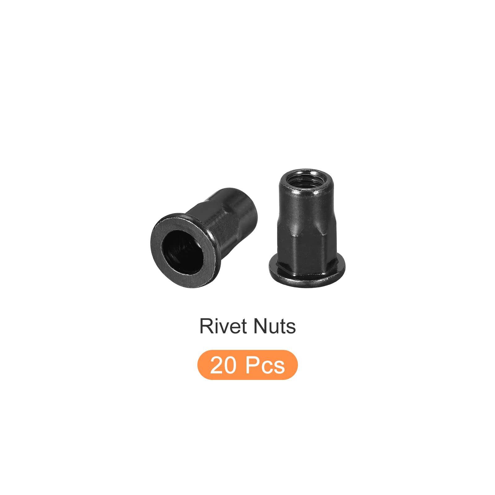 METALLIXITY Rivetto Dadi (M5) 20pz, Acciaio Carbonio Metà Esagono Filettato Inserimento Dadi - per Mobili Fissaggi Meccanici, Nero