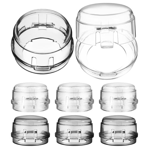 Hemobllo Cubiertas Protección Infantil de Perillas de Seguridad Protectores Transparentes Orificio Grande, 8 Unidades (4 Transparentes 4 Negras) Confiable para Estufa de Gas para Cocina