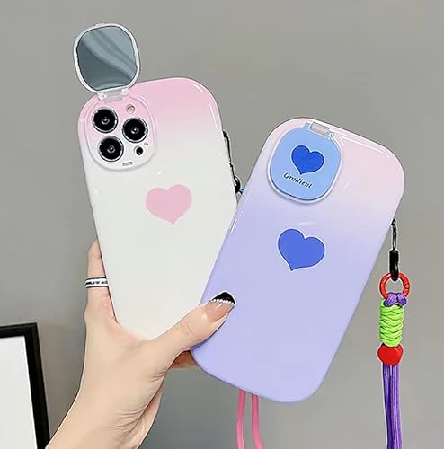 Hpher Gradient Pink White Heart Phone Case Compatible With Iphone 13 Pro Max Women Girls Case With Cute Girly Flip Mirror Makeup Camera Protection Soft Silicone Bumper,Hybrid #TOP1