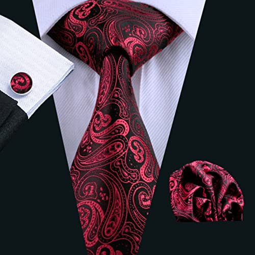 Set de Corbata de Moño Roja de Seda para Hombre miniatura 2