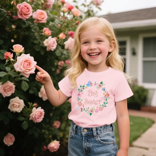 Big Sister Shirts for Girls Cute Floral Childrens T-Shirt Promoted to Big Sister Tee Tops4