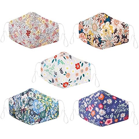 5Pcs Washable Face_Masks Reusable Face Coverings Cotton Balaclava Bandana Anti Dust Mouth Protection With Adjustable Earloops for Adult Women Men Cover