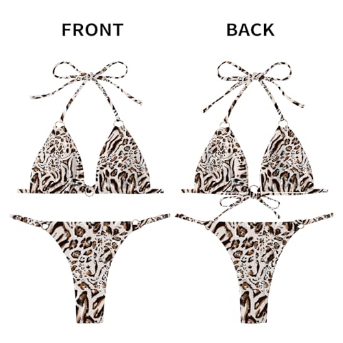 Image of MIKETAI Sexy Bikinis for Women 2 Piece Bikini Spaghetti Strap Swimsuits Solid Color Bathing Swimwear Triangle Bathing Suit