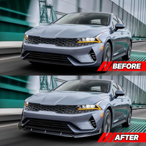 Front Bumper Lip Fit for Kia K5 GT-Line 2020-2025,3 PCS Front Bumper Lip Body Kit Spoiler Compatible with 2020-2025 Kia K5 GT Line Front Splitter, Gloss Black - Image 5
