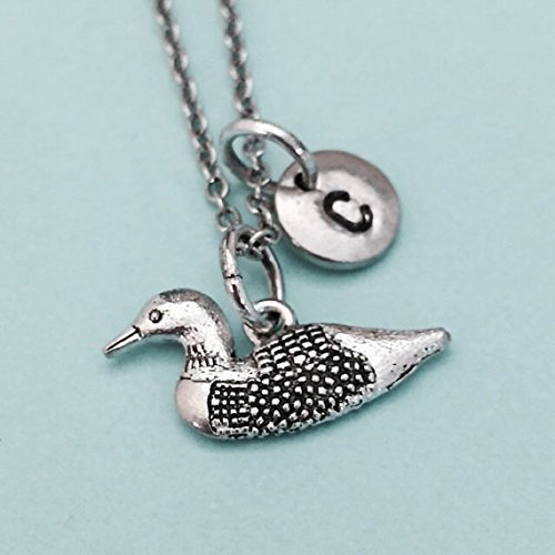 Loon necklace, loon charm, personalized 
