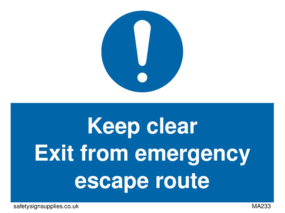 Pack of five - keep clear exit from emergency escape route Sign - 100x75mm - A7L