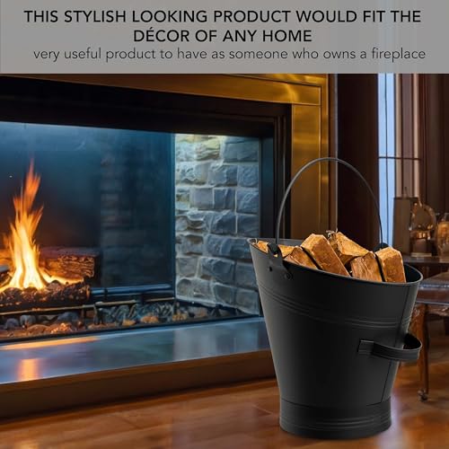 Crystals Fireplace Coal Bucket - Waterloo Style Scuttle With Small Hand Shovel - Metal Fire Ash Storage for Fireplaces - Fire Accessories (Black) - Image 6